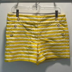 LOFT High Waist Yellow and White Striped Shorts